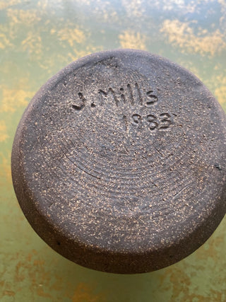 J Mills Studio Pottery Candle Holder Short-Signed 1983