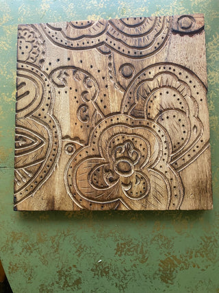 Floral Motif Carved Wooden Wall Art-1