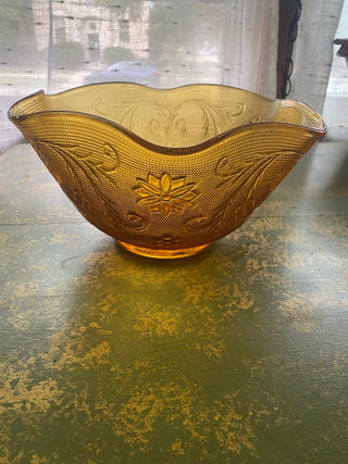 Vintage Amber Glass Salad Bowl