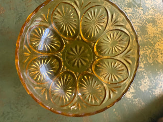 Amber Cut Glass Serving Bow