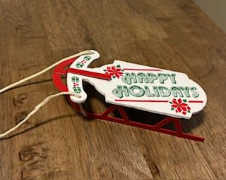 Happy Holidays Vintage Sled Ornament