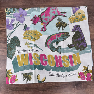 Greetings From Wisconsin Tea Towel - 18" x 30"