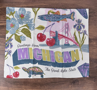 Greetings From Michigan Tea Towel - 18" x 30"