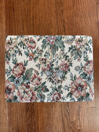 Floral Tapestry Footstool w/ Turned Wood Legs 12Wx15Dx10H