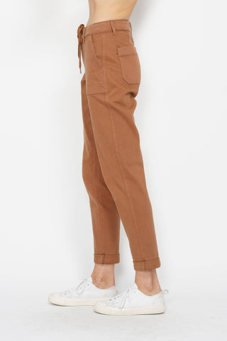 Judy Blue Burnt Orange High-Waisted Garment-Dyed Cuffed Joggers 3(26)