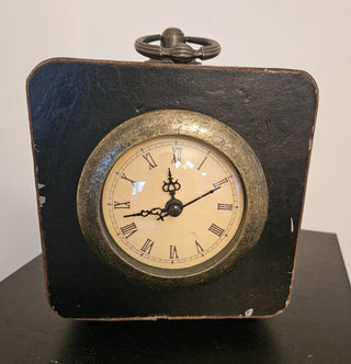 Vintage Leather Clock with Hiding Place Inside