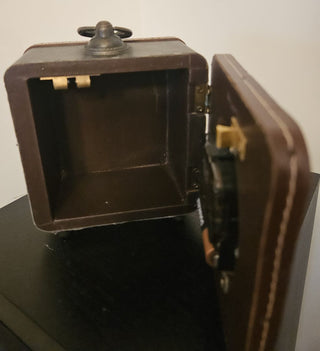 Vintage Leather Clock with Hiding Place Inside