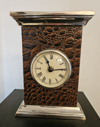 Vintage Snakeskin Leather Desk Clock