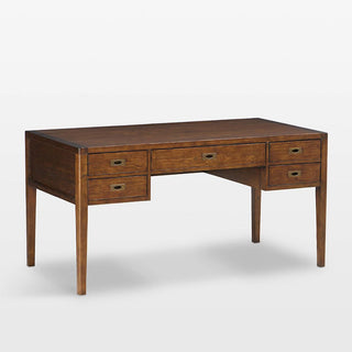 Crate and Barrel Early Morris Oak Desk 57Wx22Dx31H