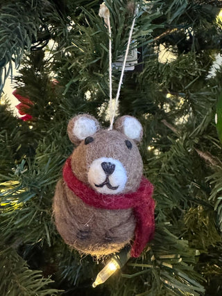 Mouse w/Scarf Felt Ornament