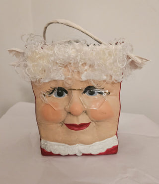 Vintage Mrs. Claus Bag/Planter/Candy Dish