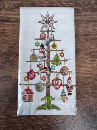 Nordic Ornament Christmas Tree Single Tea Towel 30" x 30"