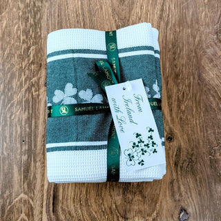 Pair of 100% Cotton Shamrock Waffle Tea Towels