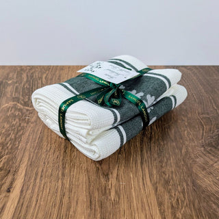 Pair of 100% Cotton Shamrock Waffle Tea Towels