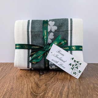 Pair of 100% Cotton Shamrock Waffle Tea Towels