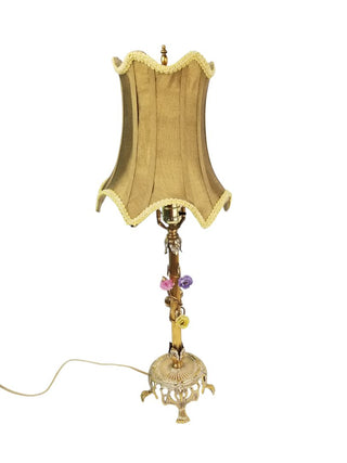 Ladies Boudoir Lamp Gilt Art Nouveau Footed Base Petit Pastel Roses Price is Firm