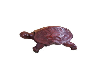 Rosewood Tortoise Asian Antique Glass Eyes Turtle Figurine