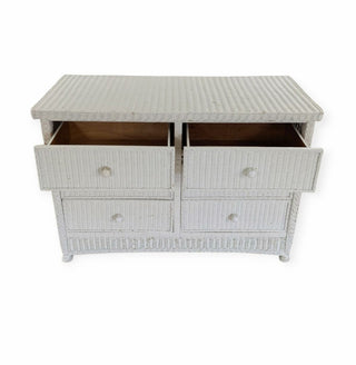 White Wicker 6 Drawer Dresser 53Wx24Dx37h