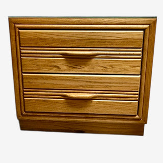Solid Oak 2 Drawer Nightstand with Glass Top 26Wx16Dx24H