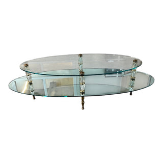 Hollywood Regency Two Tiered Glass Coffee Table 30Wx22Dx17H