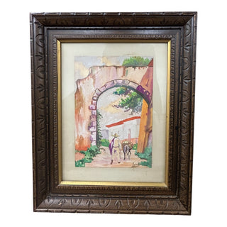 Original Gouache on Paper, Signed, Man In Sombrero