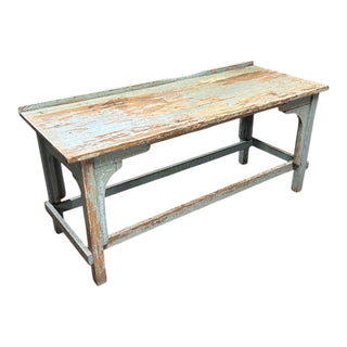 Distressed Painted Wood Bench 48Wx19Dx20H