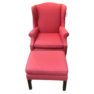 Upholstered Wingback Chair with Ottoman 30Wx31Dx41H