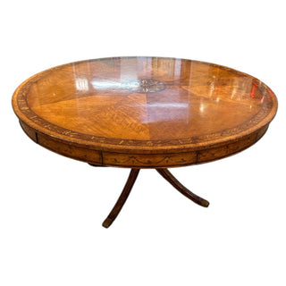 6 Drawer 62in Rnd Inlay Foyer/Dining Table 62Wx62Dx30H