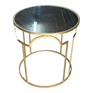 Gold Mirror Top Side Table, 19Wx19Dx20H