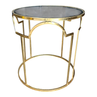 Gold Mirror Top Side Table, 19Wx19Dx20H