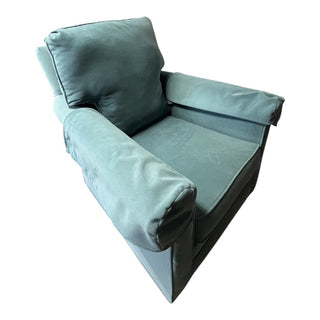 Upholstered Teal Velveteen Arm Chair 33Wx38Dx35H