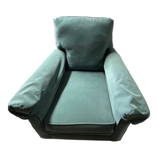 Upholstered Teal Velveteen Arm Chair 33Wx38Dx35H