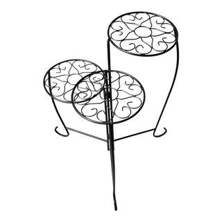 Black Metal Three Tier Folding Plant Stand 16Wx16Dx24H