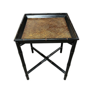 Square Bamboo Side Table with removable Tray Top 19Wx19Dx24H