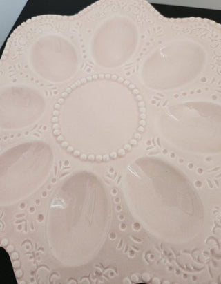 Ashland Ceramic Pink Egg Plate with Decorative Pattern