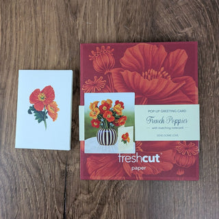 Mini French Poppies Pop Up Greeting Card