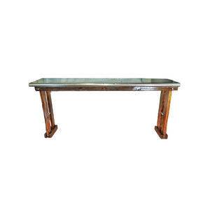 Custom Reclaimed Industrial Stainless Steel Countertop Wood Frame Rustic Console Table Bar - FOLDING (As-Is)