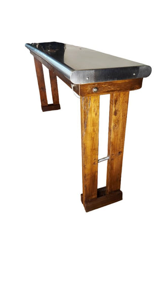 Custom Reclaimed Industrial Stainless Steel Countertop Wood Frame Rustic Console Table Bar - FOLDING (As-Is)