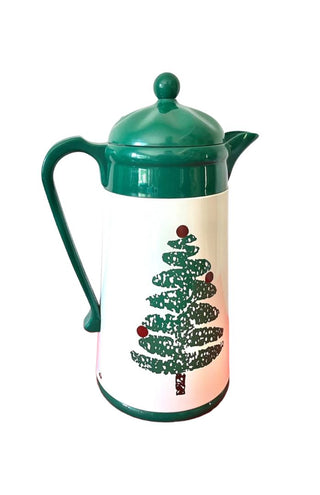 Spongeware Farmhouse Christmas Tree - Thermal Coffee Carafe by Furio. Hot Cold Drink Server Carafe