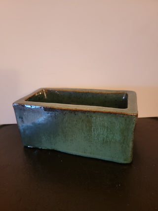 New England pottery green rectangular planter