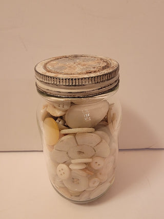 Small jar w/white vintage buttons