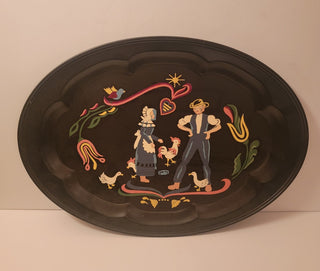 Pennsylvania Dutch hand-painted metal tray