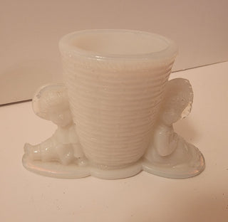 Opalescent milk glass toothpick holder