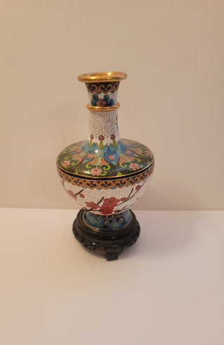 Cloisonné vase w/stand