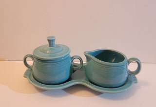 Turquoise Fiestaware cream/sugar w/tray