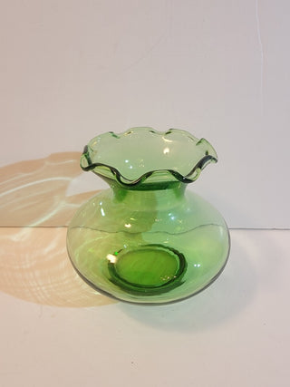 Anchor Hocking green crimped edge vase