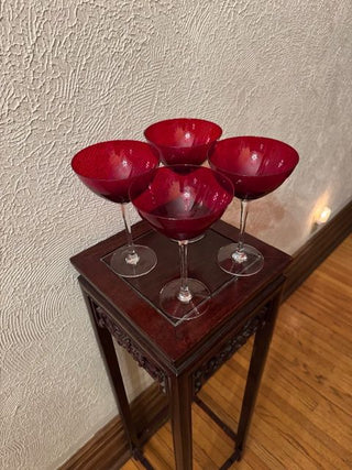 Vintage Ruby Red Crystal Glasses SET OF 4