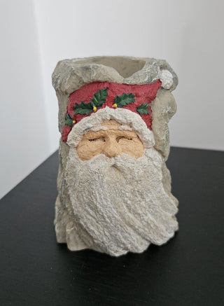 Resin Santa Carved in "Stone" Candle Holder