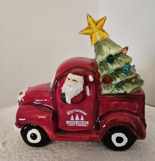 Light Up Ceramic Santa in Truck