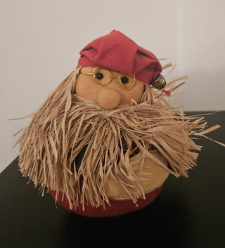 Vintage Fabric Santa with Raffia Beard